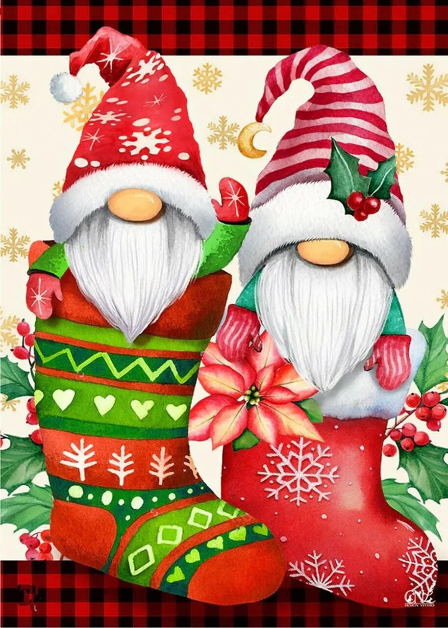 Adults Christmas 5D DIY Full Drill Christmas Socks Diamond Painting Gem Art Crafts Paint with Round Diamonds for Gift (12"x16")